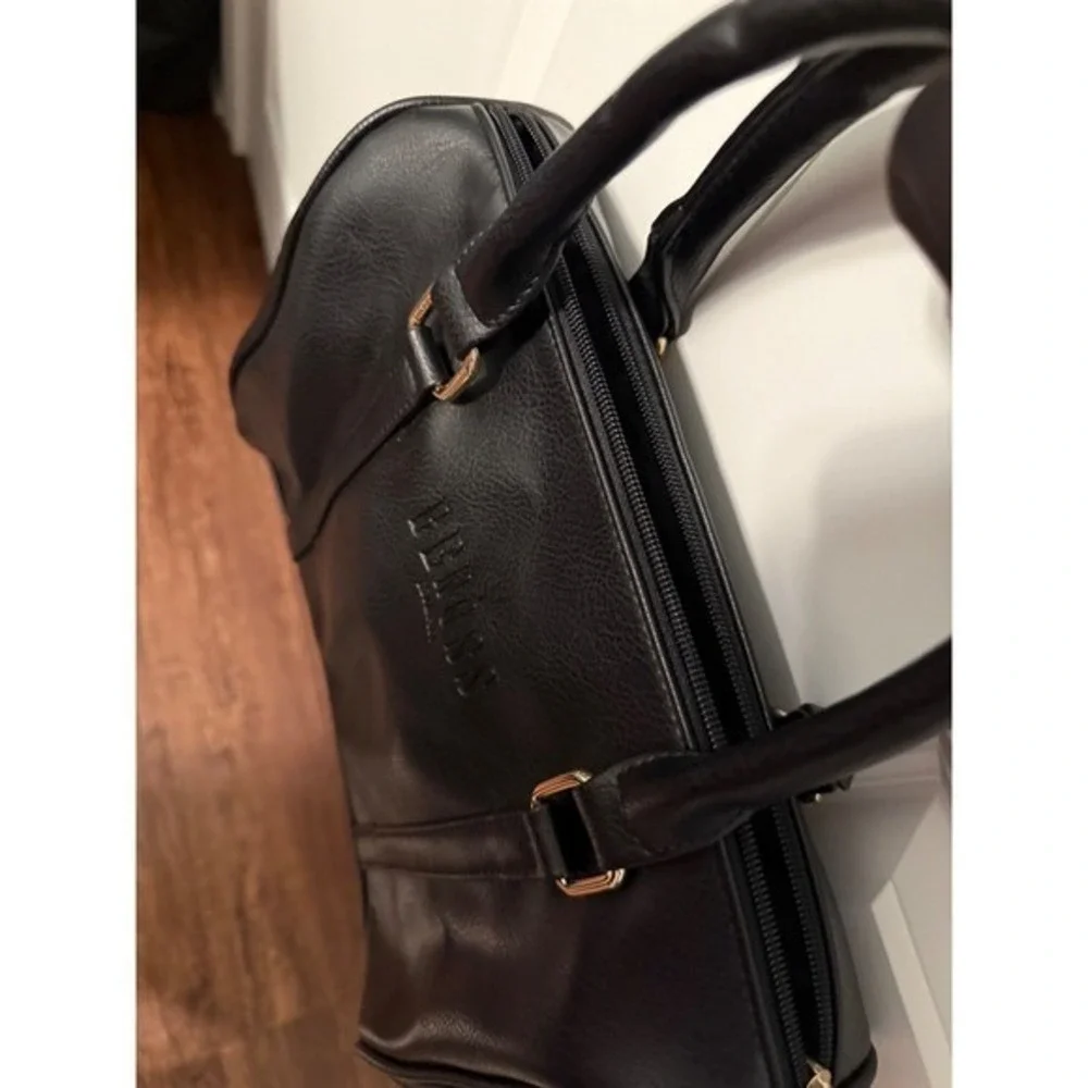 BENOSS‎ MILAN Black Faux Leather Satchel Handbag Gold Tone Hardware